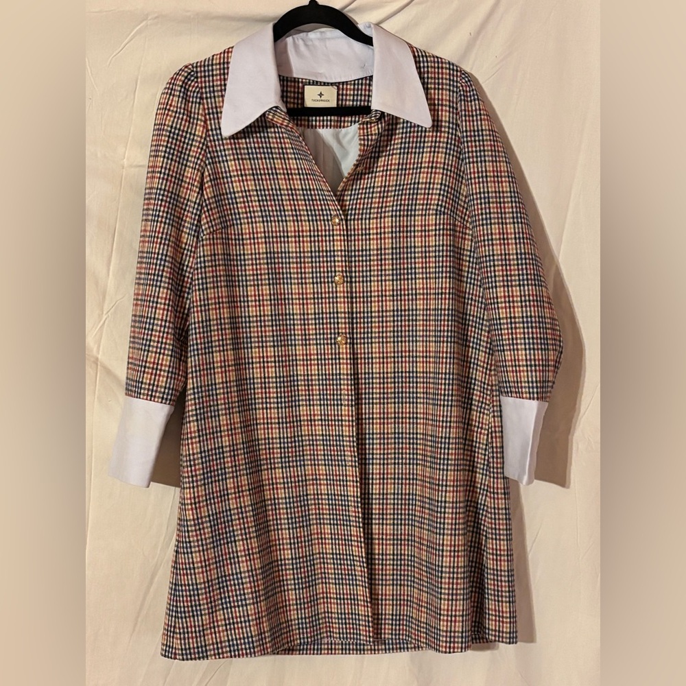 Tuckernuck Vintage Button-down preppy plaid shirt dress size Medium FINAL OFFER